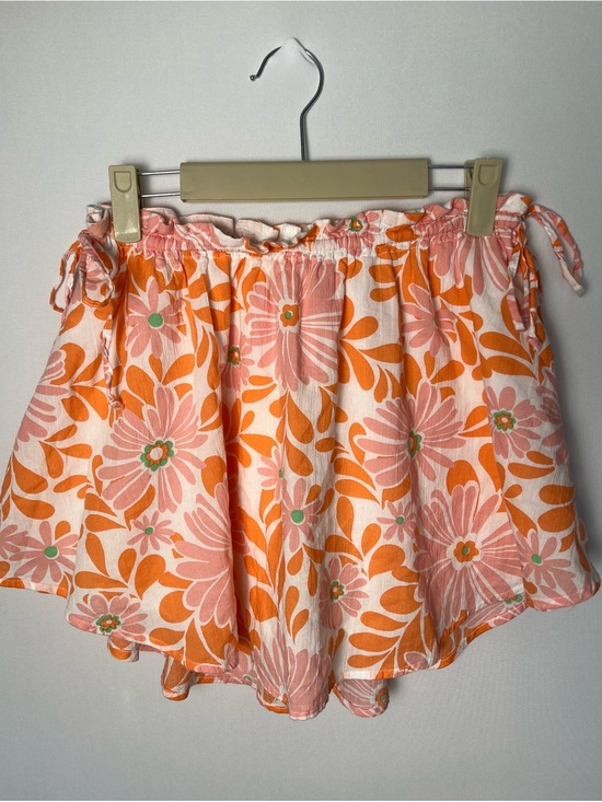 aerie Dresses & Skirts - Aerie Side Tie Floral Mini Skirt Orange Pink Lined Size Small Beach Pool Cotton